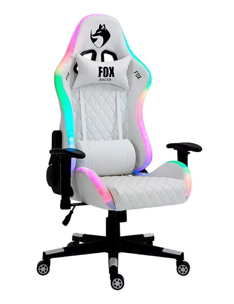 Cadeira Gamer Fox Racer Branca com Rgb e Iluminação Led